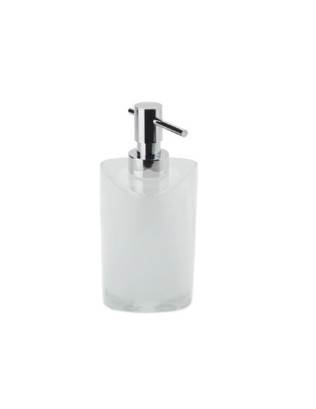 Dosatore sapone Twist in resina bianco ed erogatore in metallo, 8,5x8,5x17,5 cm | Gedy -GEDY