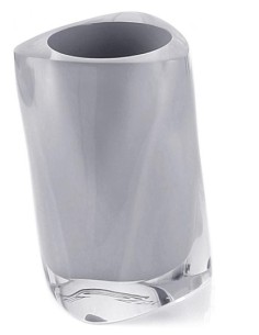 Portaspazzolini e dentifricio Twist in resina argento, 12x8,5x8,5 cm | Gedy -GEDY