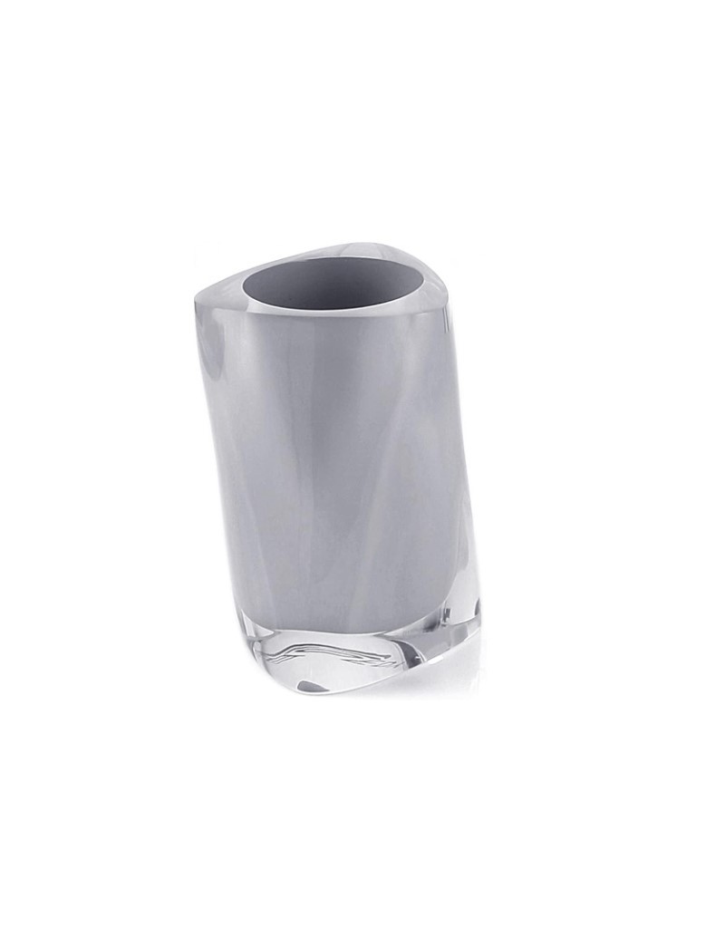Portaspazzolini e dentifricio Twist in resina argento, 12x8,5x8,5 cm | Gedy -GEDY