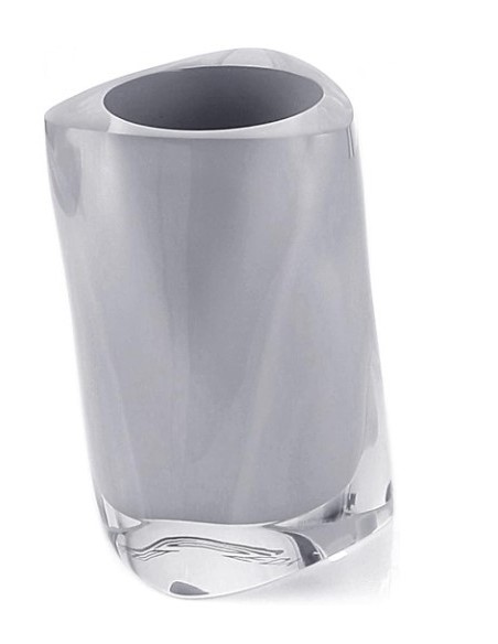 Portaspazzolini e dentifricio Twist in resina argento, 12x8,5x8,5 cm | Gedy -GEDY