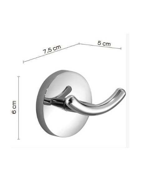 Appendino doppio da bagno Vermont in acciaio inox e Cromall® cromo, 7,5x5x6 cm | Gedy -GEDY