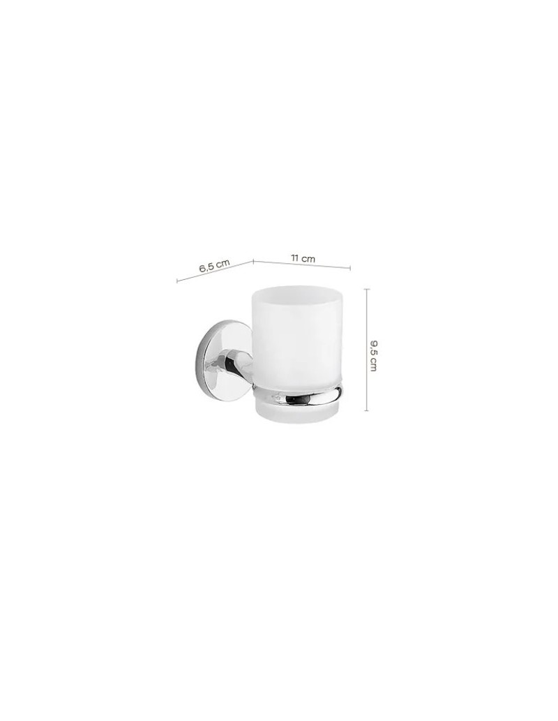 Porta spazzolini con bicchiere in vetro satinato Vermont cromo e bianco, da parete | Gedy -GEDY