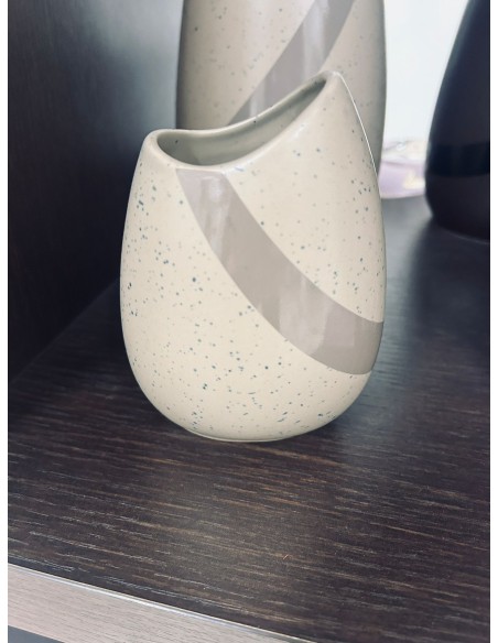 Bicchiere portaspazzolini Stone in ceramica beige, 13,5x9,5x8,5 cm | Gedy -GEDY