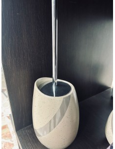 Scopino da appoggio Stone in ceramica beige con manico cromo | Gedy -GEDY