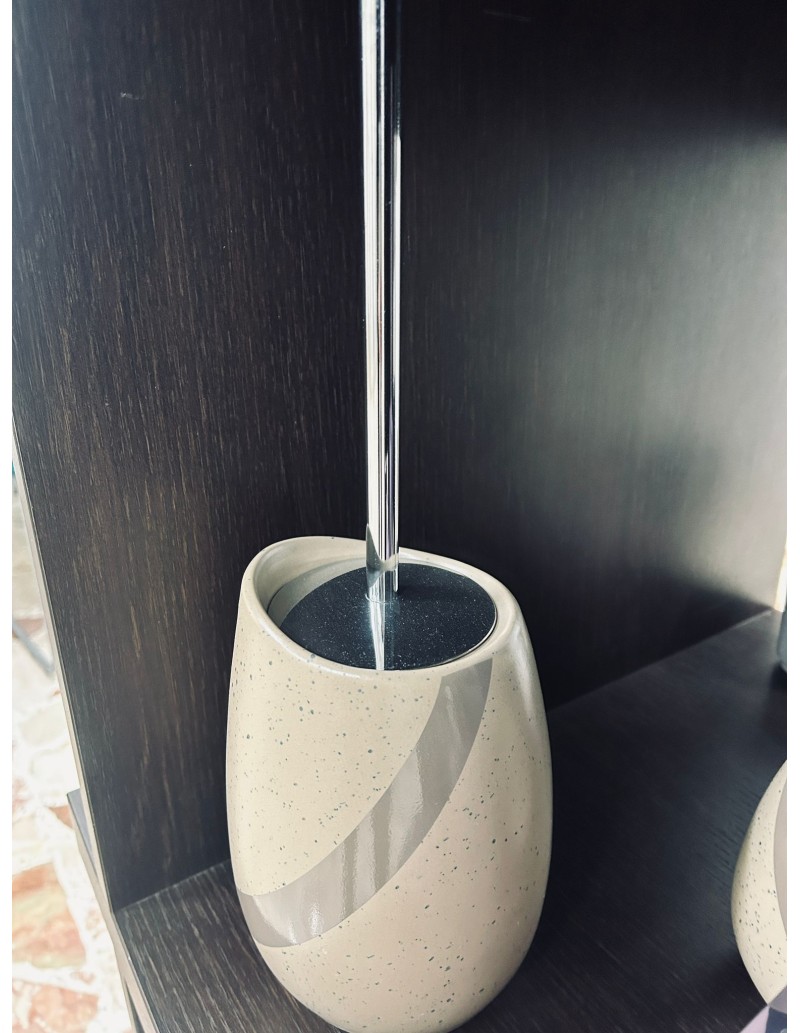 Scopino da appoggio Stone in ceramica beige con manico cromo | Gedy -GEDY