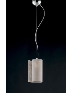 Lampada a sospensione Cartoccio Ø 26 in vetro decoro righe tortora, E27 | GM Illuminazione -GM ILLUMINAZIONE
