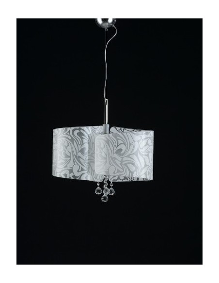 Sospensione Martina Ø 45 a 3 luci in vetro marmoriz damasco bianco, E27 | GM Illuminazione -GM ILLUMINAZIONE