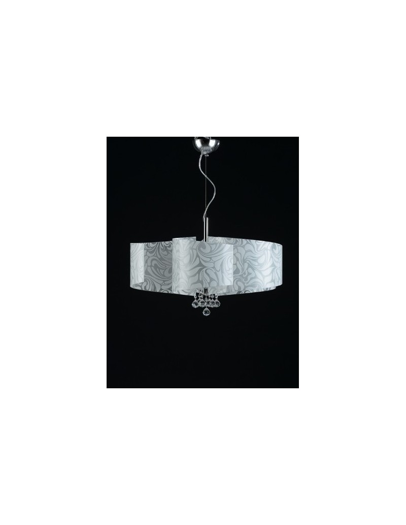 Lampada a sospensione Martina 6 luci in vetro damasco bianco, E27 | GM Illuminazione -GM ILLUMINAZIONE
