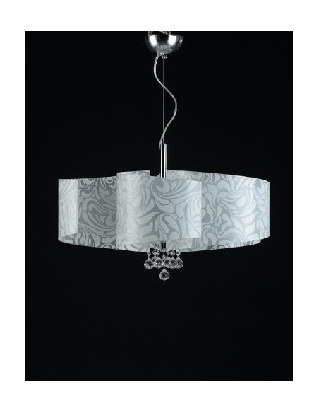 Lampada a sospensione Martina 6 luci in vetro damasco bianco, E27 | GM Illuminazione -GM ILLUMINAZIONE