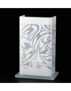 Lumetto Martina Marmoriz in vetro damasco bianco e base cromo, H 28 cm, E14 | GM Illuminazione -GM ILLUMINAZIONE 2