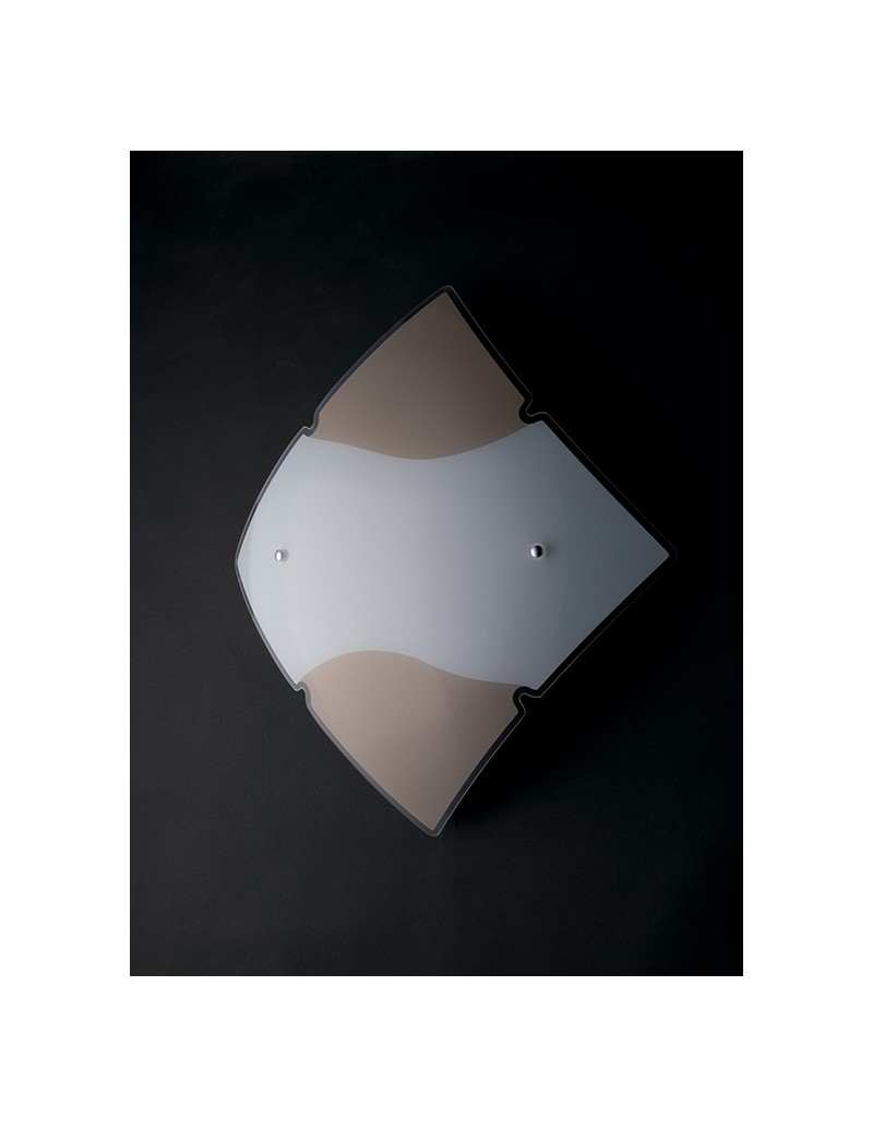 Plafoniera a vela Jolly 40 cm in vetro bianco e corda-tortora, 2 luci E27 | GM Illuminazione -GM ILLUMINAZIONE