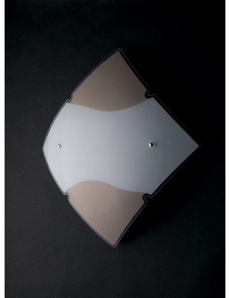Plafoniera a vela Jolly 40 cm in vetro bianco e corda-tortora, 2 luci E27 | GM Illuminazione -GM ILLUMINAZIONE