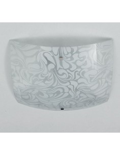 Lampada da soffitto plafoniera 50 cm in vetro a vela quadrato con decorazione damasco marmoriz bianco collezione Marmoriz