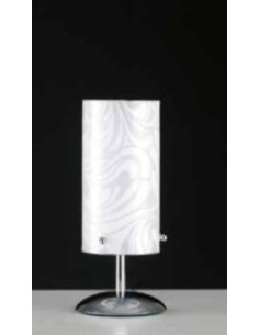 Abat-jour Marmoriz in vetro damasco bianco con base cromo, Ø 13 cm, E14 | GM Illuminazione -GM ILLUMINAZIONE