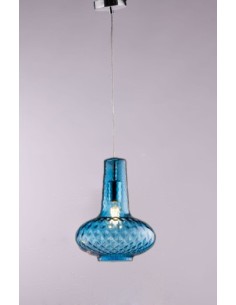 Lampada a sospensione Renzo e Lucia Ø 25 in vetro blu e cromo, E27 | GM Illuminazione -GM ILLUMINAZIONE