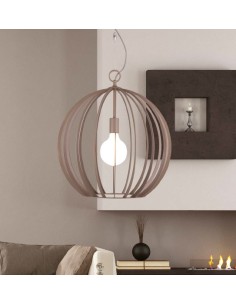 Lampada a sospensione Silver Ø 50 a sfera in acciaio beige havana e cromo, E27 | LAM -LAM srl 2