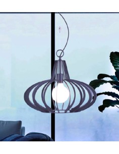 Lampada a sospensione Medea Ø 50 in acciaio verniciato grigio antracite e cromo, E27 | LAM -LAM srl