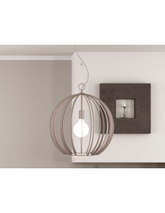 Lampada a sospensione Silver Ø 50 a sfera in acciaio beige havana e cromo, E27 | LAM -LAM srl