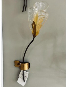 Applique classica Exa converso sinistro in ferro ruggine e foglia oro, vetro ambra | Falb -FALB