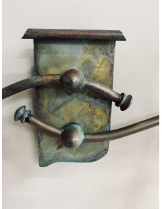 Applique rustica Country 2 luci in ferro ruggine e verde rame, vetri bianchi, E14 | Falb -FALB 2