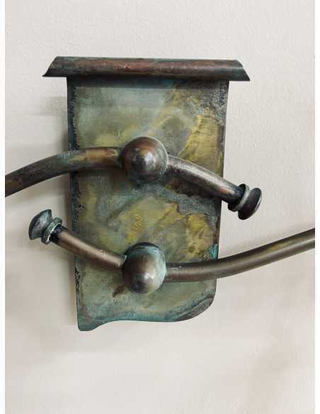 Applique rustica Country 2 luci in ferro ruggine e verde rame, vetri bianchi, E14 | Falb -FALB