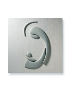 Quadro Maternità capezzale in gres porcellanato 50x50 cm bianco latte e grigio | Lineasette -LINEASETTE