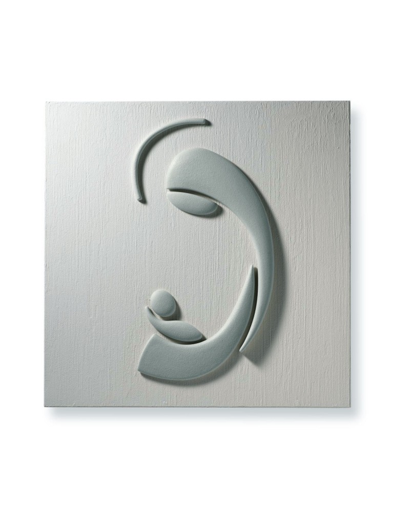 Quadro Maternità capezzale in gres porcellanato 50x50 cm bianco latte e grigio | Lineasette -LINEASETTE
