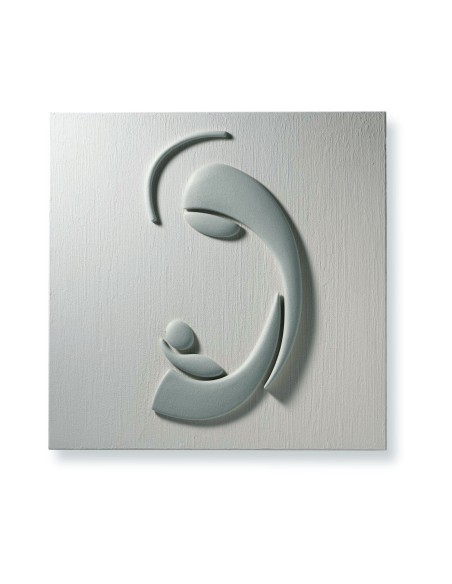 Quadro Maternità capezzale in gres porcellanato 50x50 cm bianco latte e grigio | Lineasette -LINEASETTE