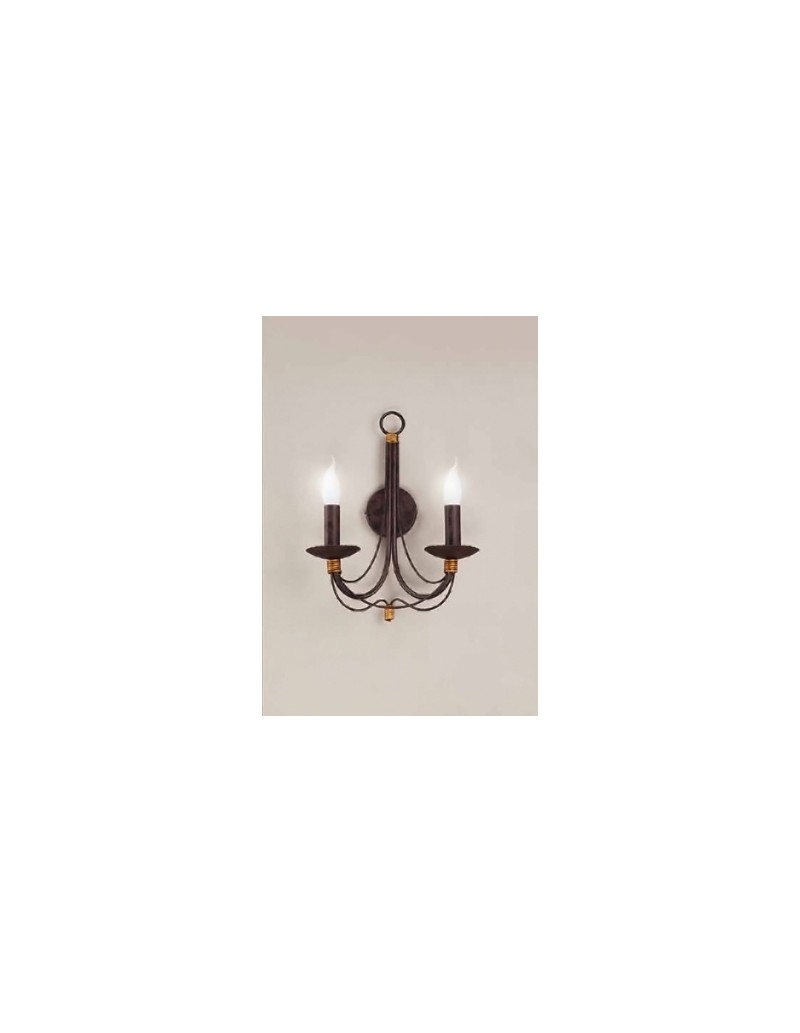 Applique Via Dese classica a 2 luci in metallo testa di moro e oro, E14 | LAM -LAM srl