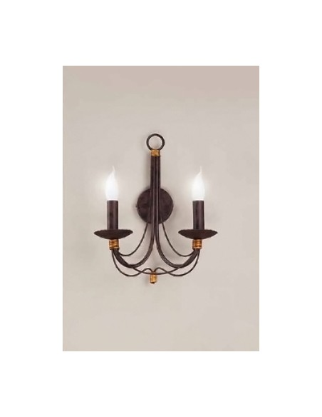 Applique Via Dese classica a 2 luci in metallo testa di moro e oro, E14 | LAM -LAM srl