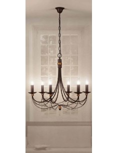 Lampadario Via Dese classico country a 10 luci in metallo testa di moro e oro, Ø 95 cm | LAM -LAM srl