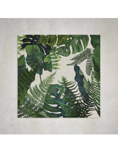 Quadro Esplosione Tropicale 90x90 cm foglie di giungla, dipinto a mano su tela | Agave -AGAVE
