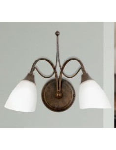 Applique country Via Dese 2 luci in metallo testa di moro e vetro bianco, E14 | LAM -LAM srl