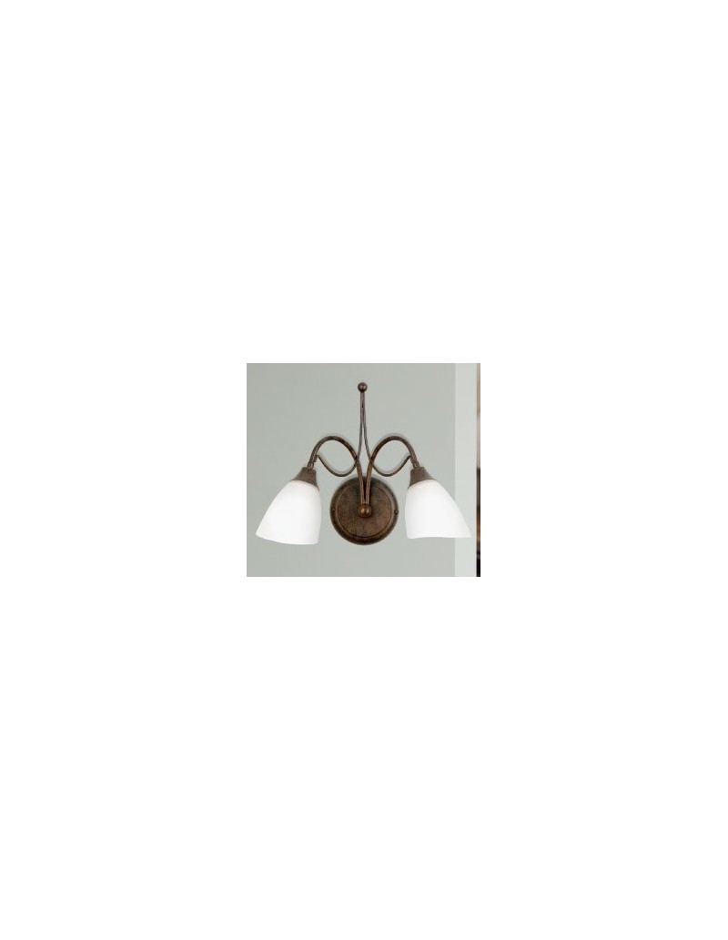 Applique country Via Dese 2 luci in metallo testa di moro e vetro bianco, E14 | LAM -LAM srl