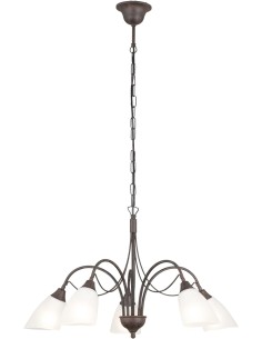 Lampadario Via Dese country a 5 luci in metallo testa di moro e vetri bianchi, Ø 60 cm | LAM -LAM srl