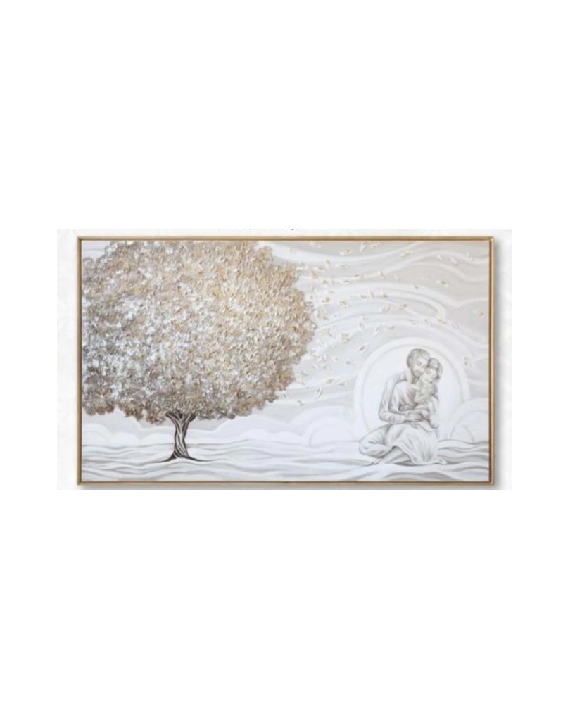 Quadro Albero della Vita e Sacra Famiglia 122x72 cm con cornice oro | Quadri & Quadri -QUADRI & QUADRI