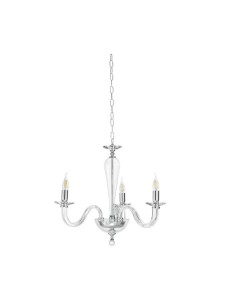 Lampadario Ravel a 3 luci in cristallo e vetro con montatura cromo, Ø 60 cm | Ondaluce -ONDALUCE