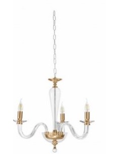 Lampadario Ravel a 3 luci in cristallo e vetro con montatura oro, Ø 60 cm | Ondaluce -ONDALUCE