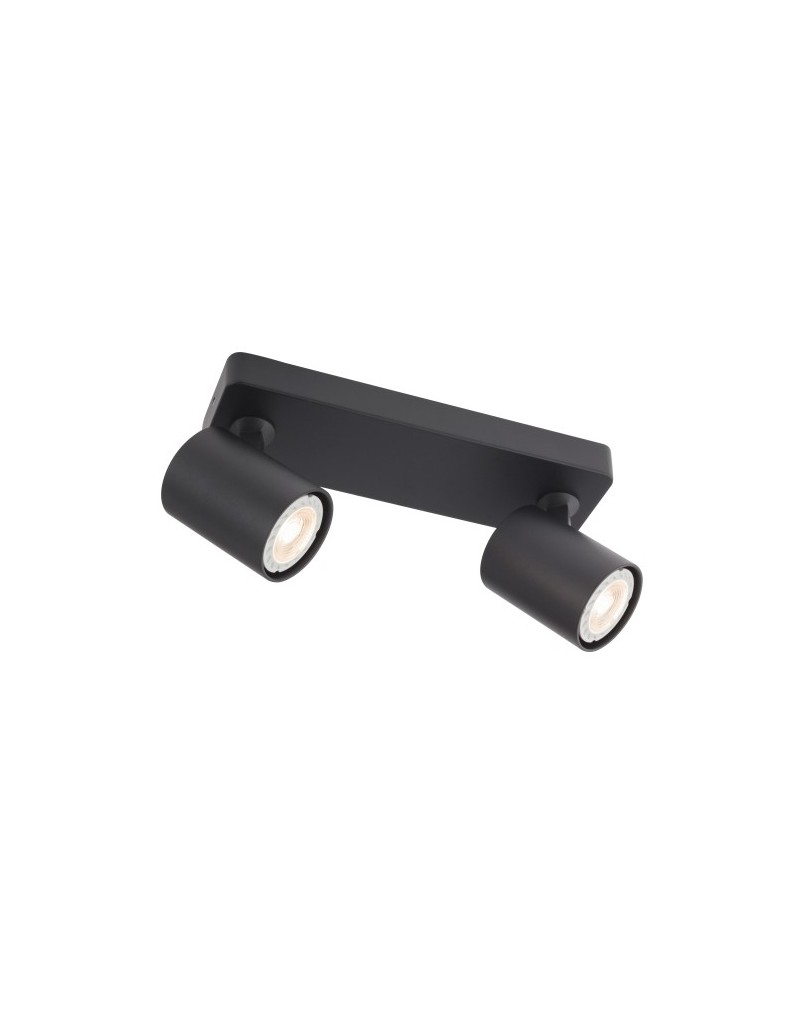 Faretto spot Cameo 2 luci in alluminio nero, soffitto o parete, GU10 | Redo -REDO GROUP