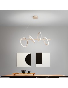 Lampada a sospensione LED Rodeo 98 cm ad anelli ruotabili oro opaco, 40 W | Ondaluce -ONDALUCE