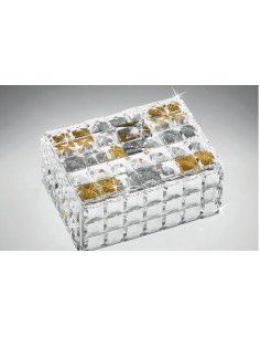 Portagioie in cristallo con foglia oro e foglia argento, 17 x 13 x 11 cm | Ranoldi -RANOLDI