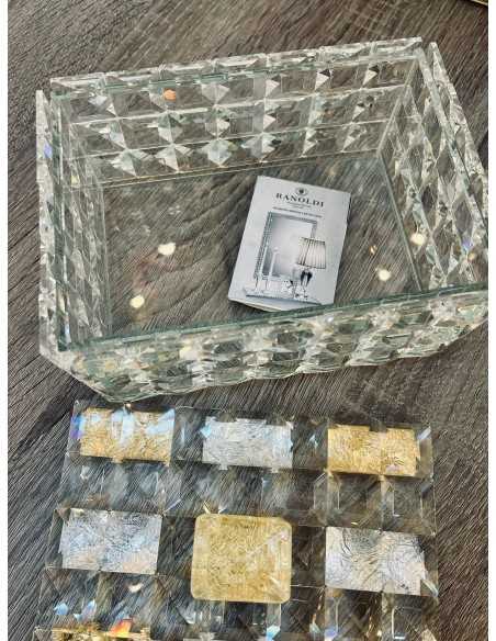 Portagioie in cristallo con foglia oro e foglia argento, 17 x 13 x 11 cm | Ranoldi -RANOLDI