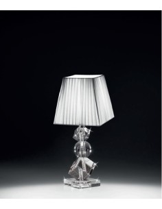 Lampada da comodino Cubic in cristallo con paralume in stoffa, H 41 cm, E27 | Ranoldi -RANOLDI
