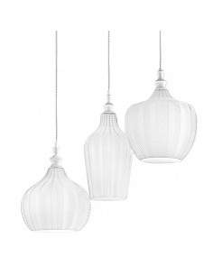 Lampada a sospensione Cleofe 3 pendenti in vetro bianco a spina di pesce, E27 | Gea Luce -GEA LUCE