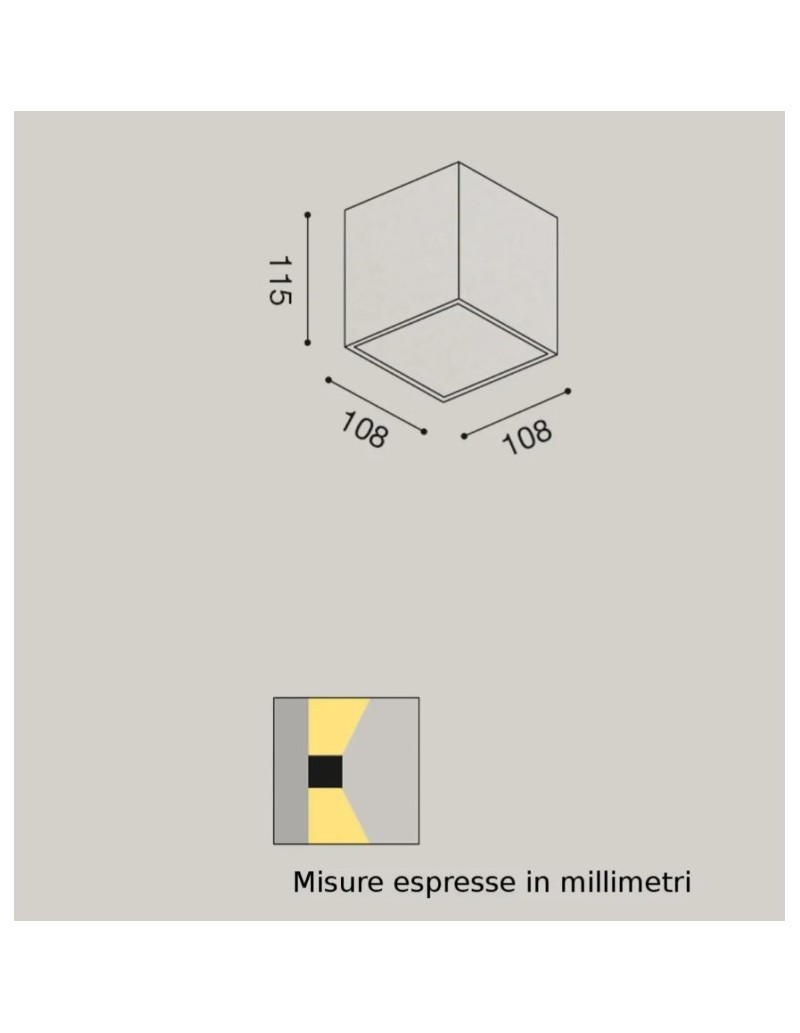 Applique a cubotto in alluminio grigio biemissione, 2 GX53, IP54 | Gea Luce -GEA LUCE