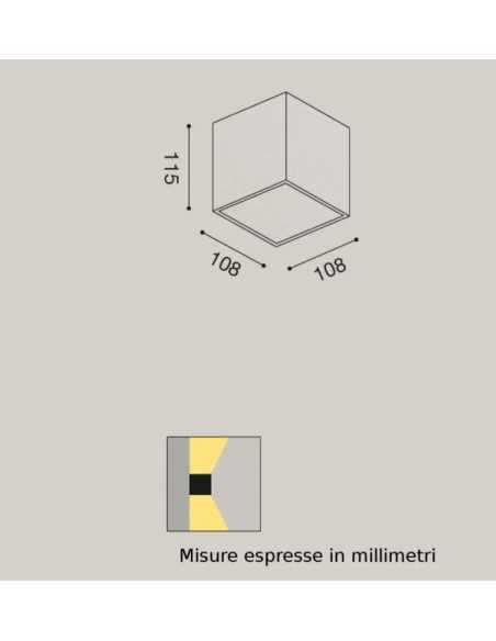 Applique a cubotto in alluminio grigio biemissione, 2 GX53, IP54 | Gea Luce -GEA LUCE