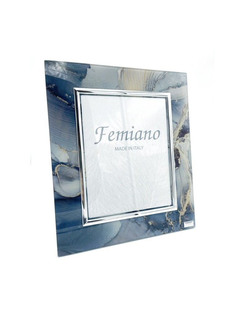 Cornice effetto marmo blu, grigio e oro con bordo argentato, foto 18x24 | First Class -FIRST CLASS - FEMIANO - ELITE