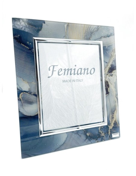 Cornice effetto marmo blu, grigio e oro con bordo argentato, foto 18x24 | First Class -FIRST CLASS - FEMIANO - ELITE