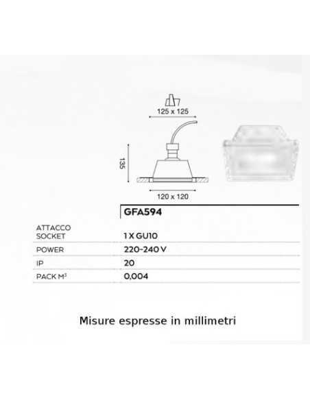 Faretto da incasso quadrato in gesso bianco satinato per cartongesso, GU10 | Gea Luce -GEA LUCE