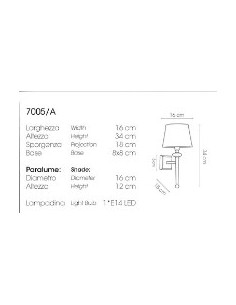 Applique Tango in ottone satinato e cristallo con paralume avorio, E14 | Porreca -PORRECA 2